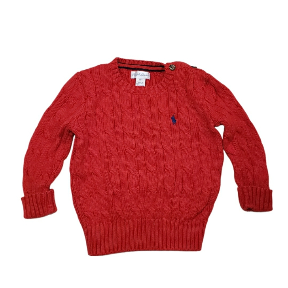 Ralph Lauren 18m Red Cable Knit Cotton Sweater